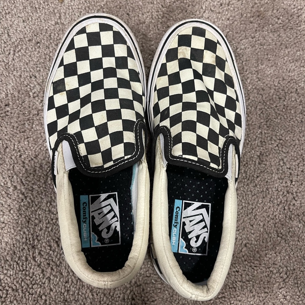 Vans Black and White Checkerboard Slip-Ons